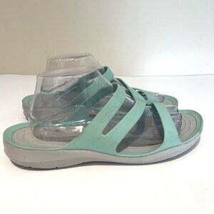 Crocs Iconic Swiftwater Sandals Slides Womens Size 11 Mint Green Strappy Comfort